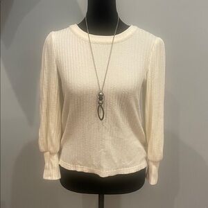 Cream Ribbed Long Sleeve Top madewell xs